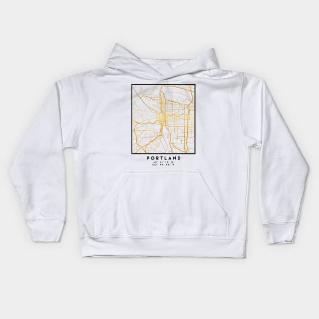 PORTLAND OREGON CITY STREET MAP ART Kids Hoodie by deificusArt